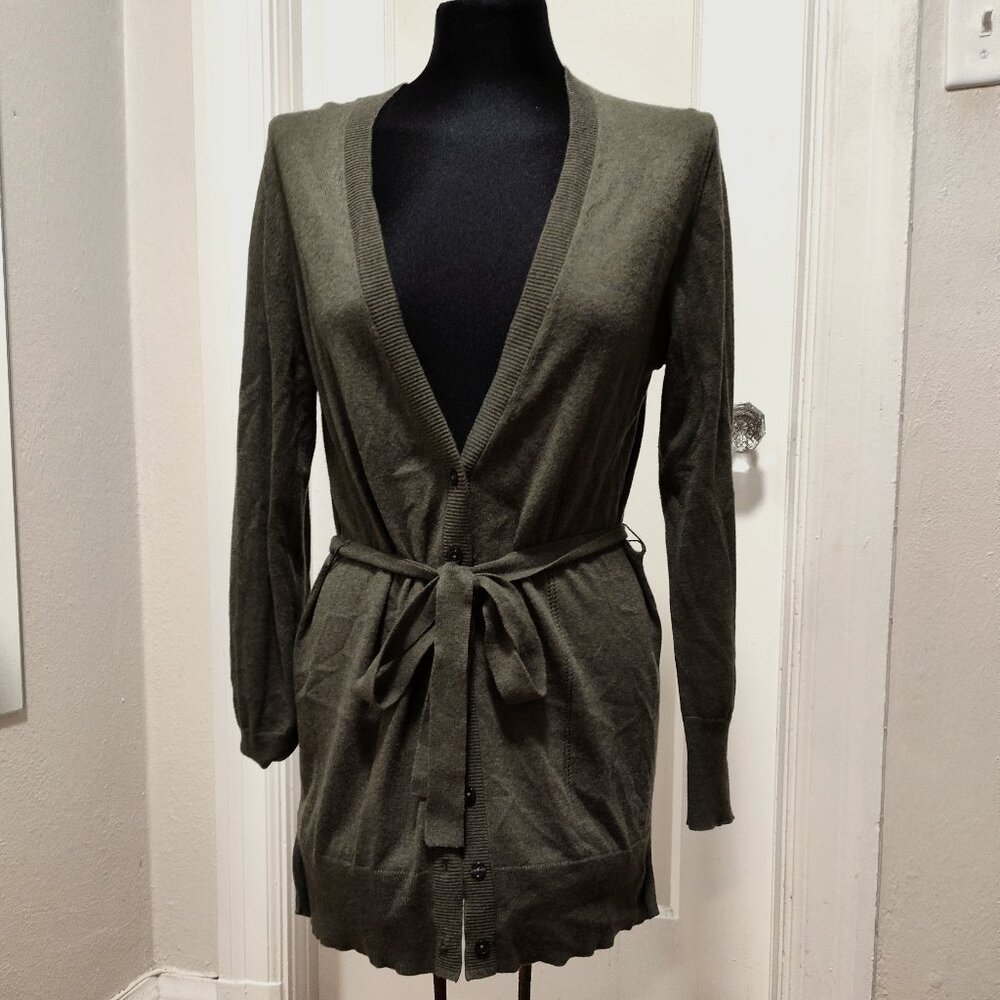 Banana Republic Factory V-Neck Waist Tie Premium Luxe Yarn Button Down Cardigan